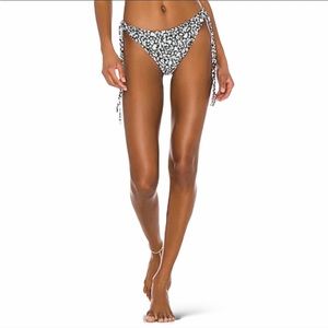 Peony Green Side Tie White Petite Floral Bikini Bottoms